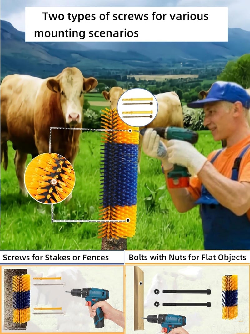 REVAXUP Livestock Scratching Brush, 2pcs Goat Scratching Post for Pig Dog Sheep,Durable Cow Brush can be Easily Mounted,Goat Horse Supplies for Livestock Self-Grooming,Protecting The Fence - Image 5